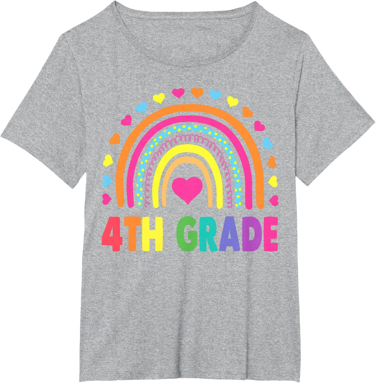 Fourth Grade 4th Grade Rainbow Teachers Kids Back to School T-Shirt - Heather Grey