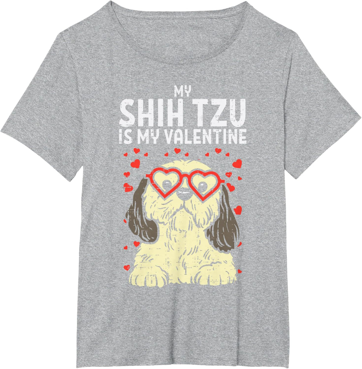 Shih Tzu Is My Valentine Cute Valentines Day Dog Lover Gift T-Shirt - Heather Grey