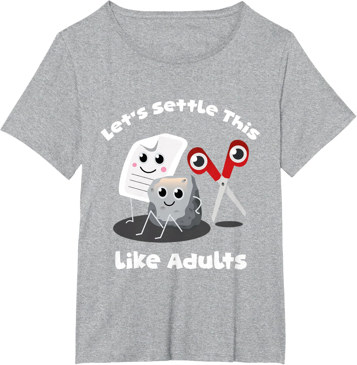 lets settle this like adults tee rock paper scissors funny T-Shirt - Heather Grey