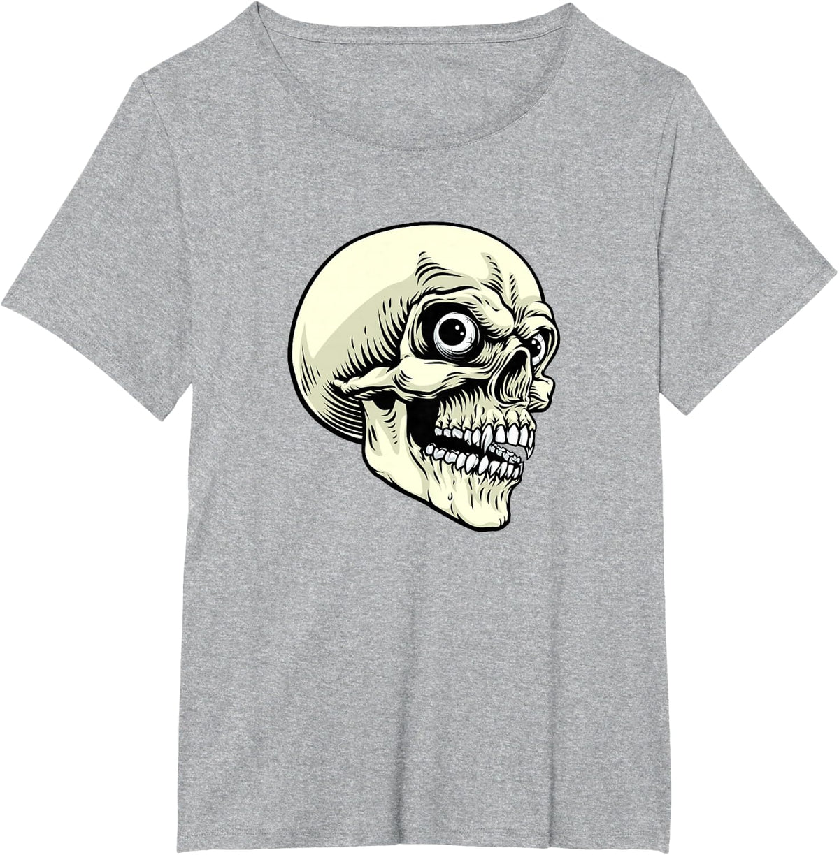 Grim Reaper Skull Horror Skeleton Scary Halloween Design T-Shirt - Heather Grey
