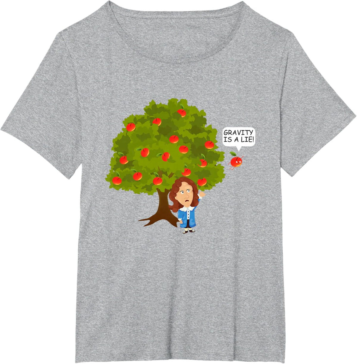 Funny Physics Isaac Newton Gravity is a Lie T-Shirt - Heather Grey