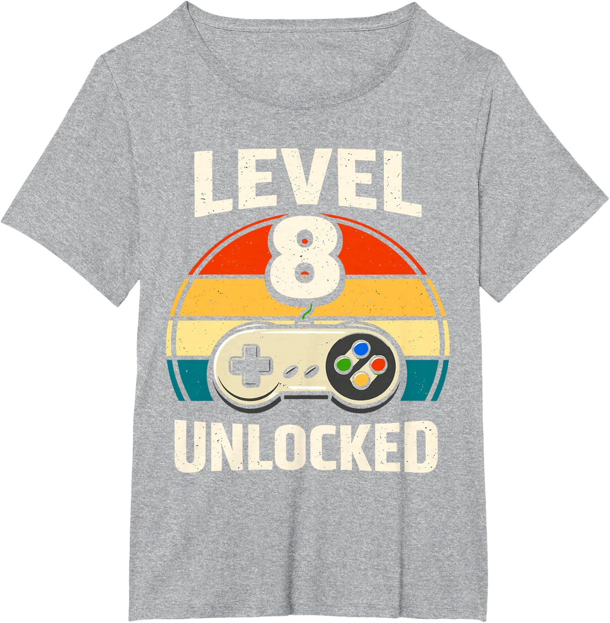 8th Birthday Level 8 Unlocked Gamer Gaming Eight Birthday T-Shirt - Heather Grey