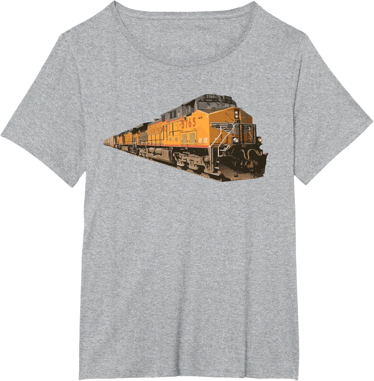 Freight Train T-Shirt for Railway Enthusiasts Vintage Locomotive Tee - Heather Grey