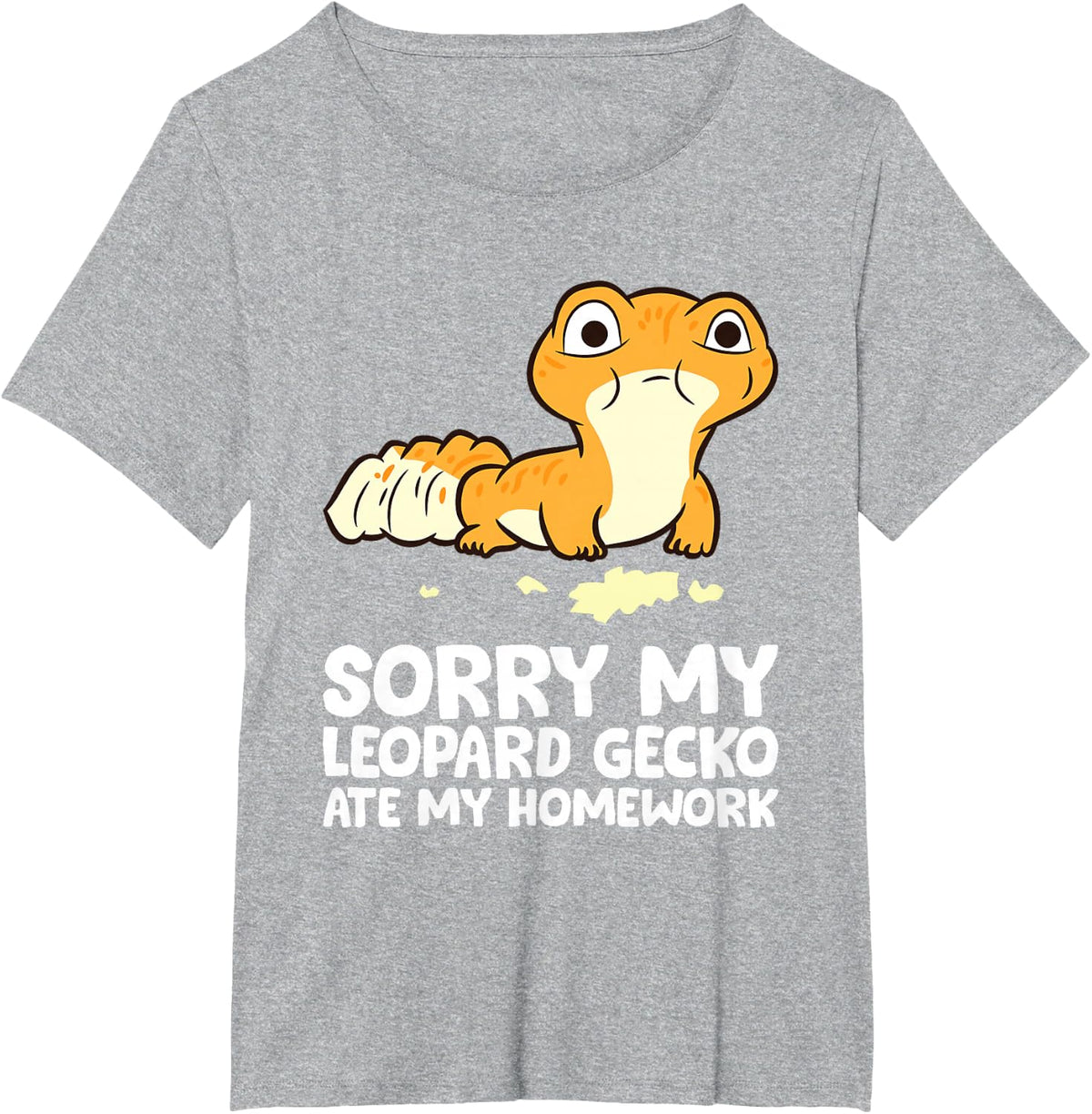 Sorry My Leopard Gecko Ate My Homework Kids School Gecko Tees T-Shirt - Heather Grey