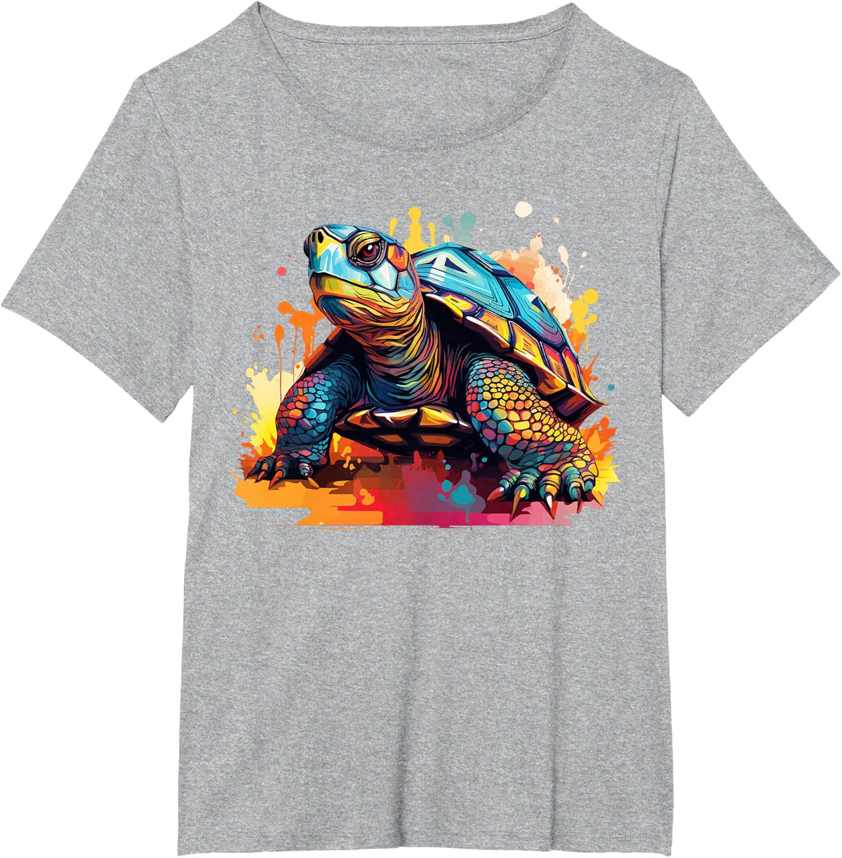 Eastern Box Turtle Lover Colorful Splash Art T-Shirt - Heather Grey