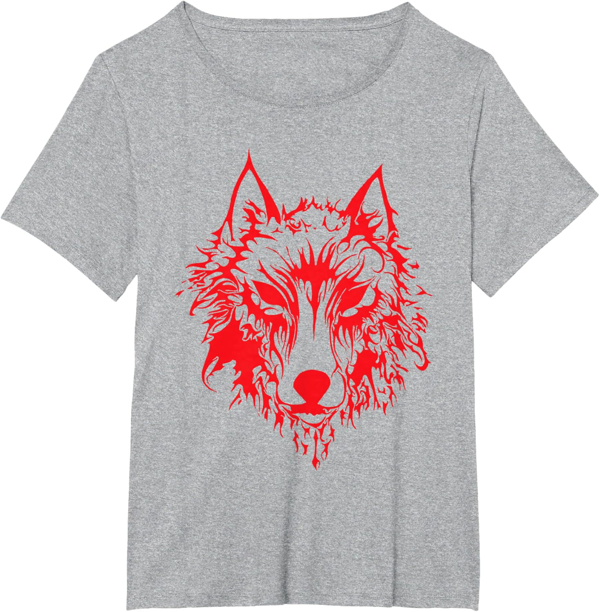 Red Fenrir Nordic Wolf Odin Nordic Walhall Mjolnir T-Shirt - Heather Grey