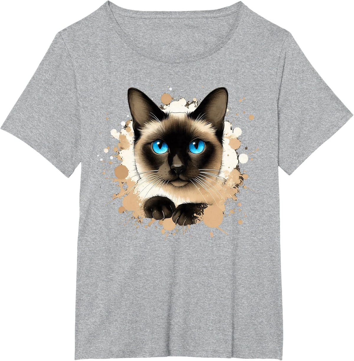 Siamese Cat Graphic Cute Siamese Cat Lover Animal Kitty T-Shirt - Heather Grey