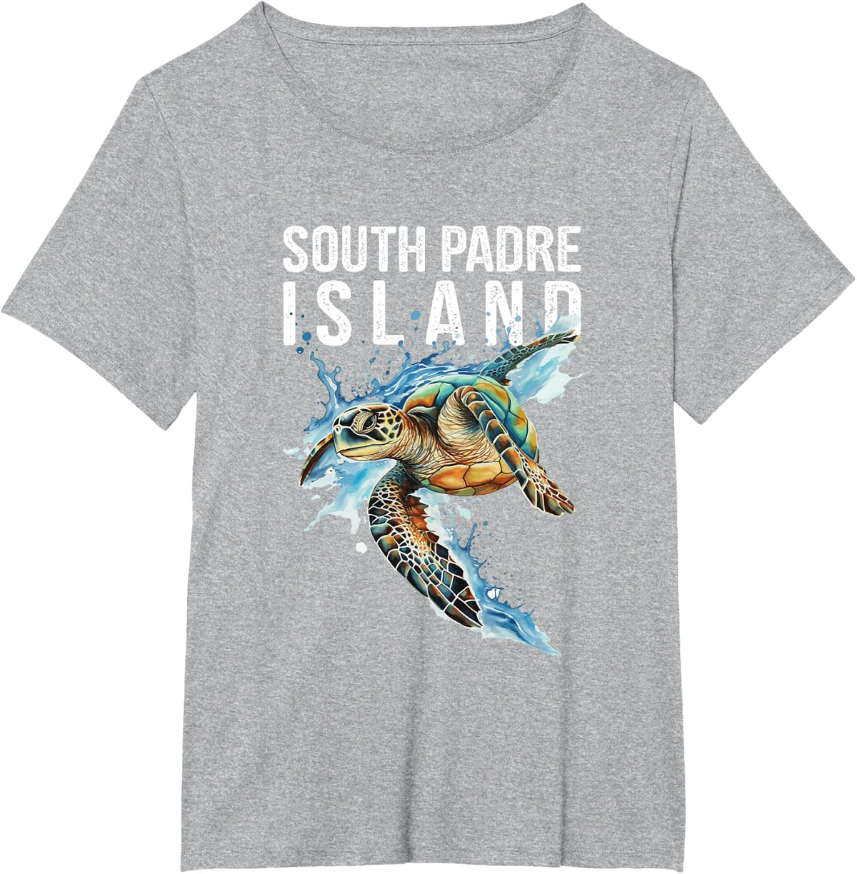 South Padre Island Texas Souvenir Watercolor Sea Turtle T-Shirt - Heather Grey