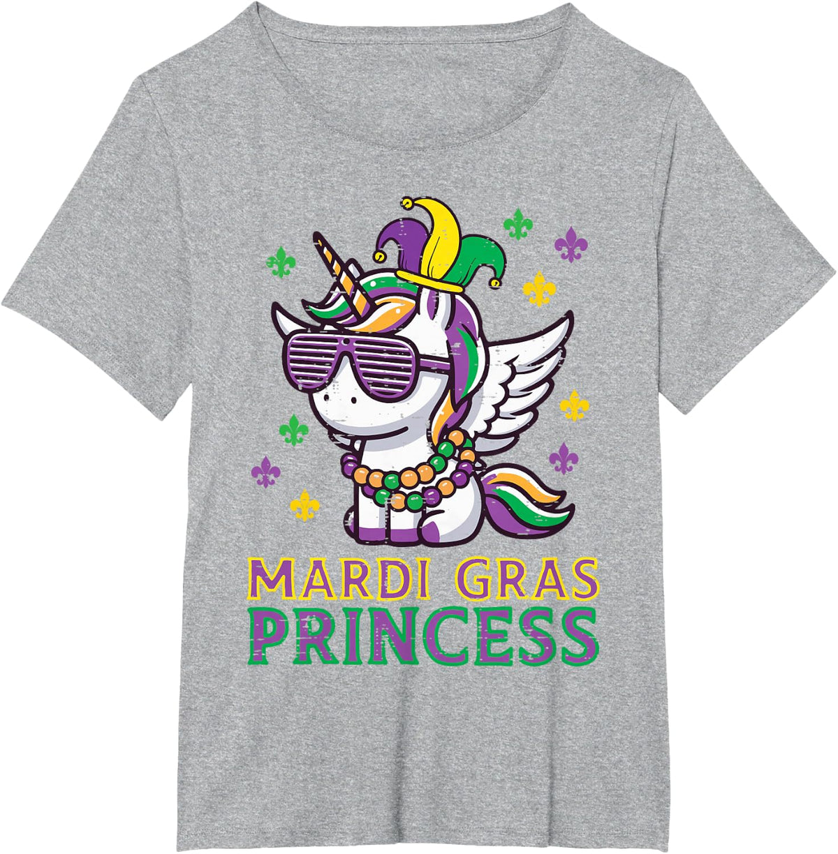 Mardi Gras Princess Unicorn Fat Tuesday Girls Kids Toddler T-Shirt - Heather Grey
