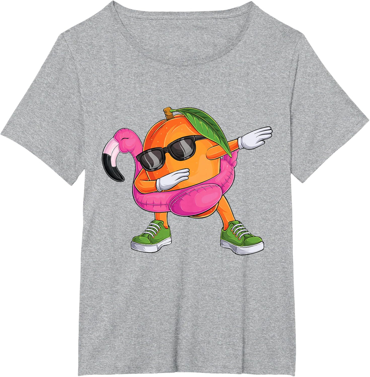 Dabbing Mango Flamingo Tropical Hawaiian Shirt Tee T-Shirt Funny Beach Aloha Tees - Heather Grey