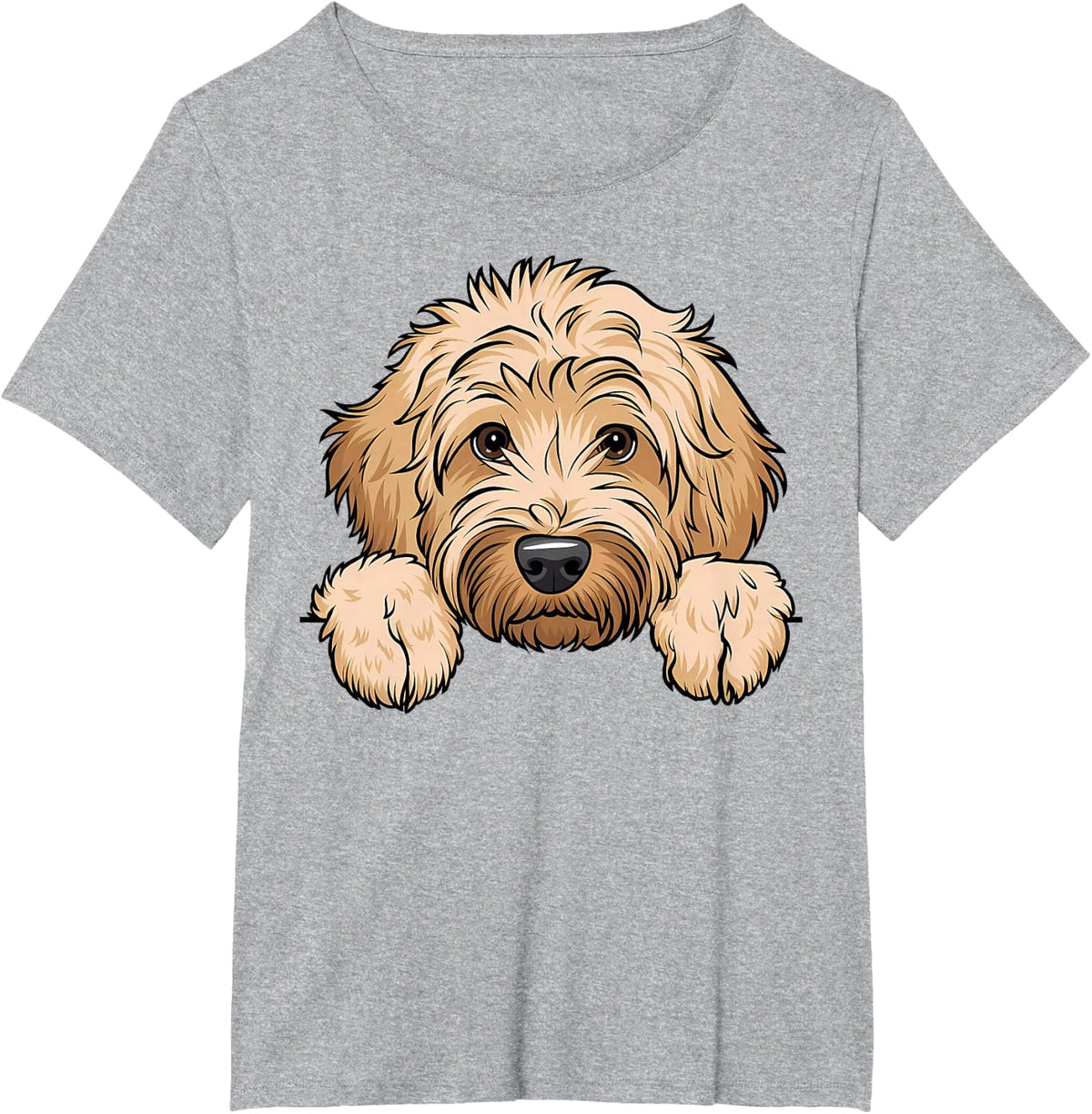 Cute Goldendoodle Funny Peeking Pocket Golden Doodle Dog Tees T Shirts - Heather Grey