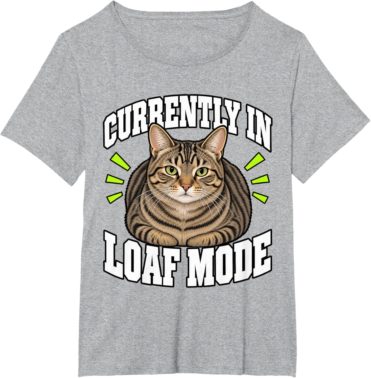 Tabby Cat Currently in Loaf Mode Kitten Funny Stripes Feline T-Shirt - Heather Grey