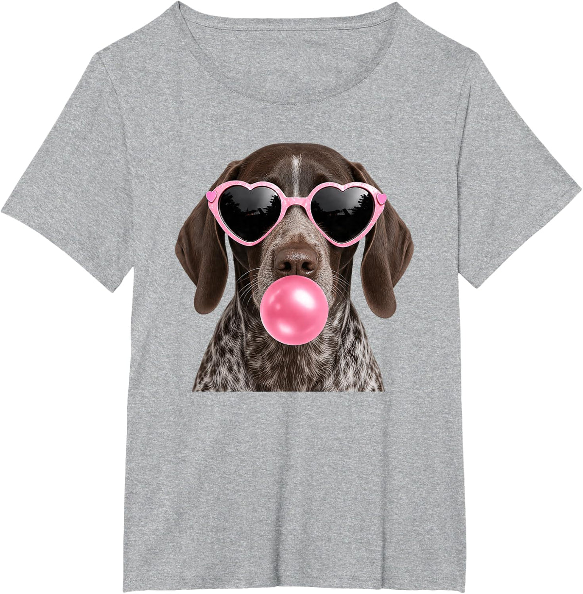 German Shorthaired Pointer Dog Bubble Gum Pink Sunglasses T-Shirt - Heather Grey