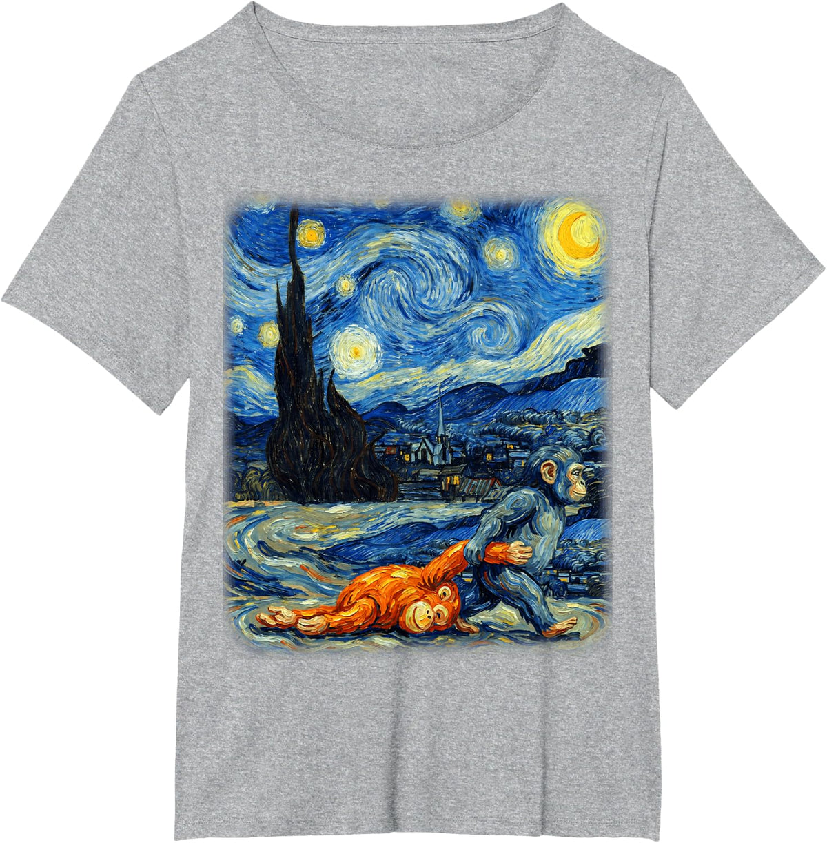Punch-kun Panchi Kun Viral Video Star Van Gogh Monkey Punch T-Shirt - Heather Grey