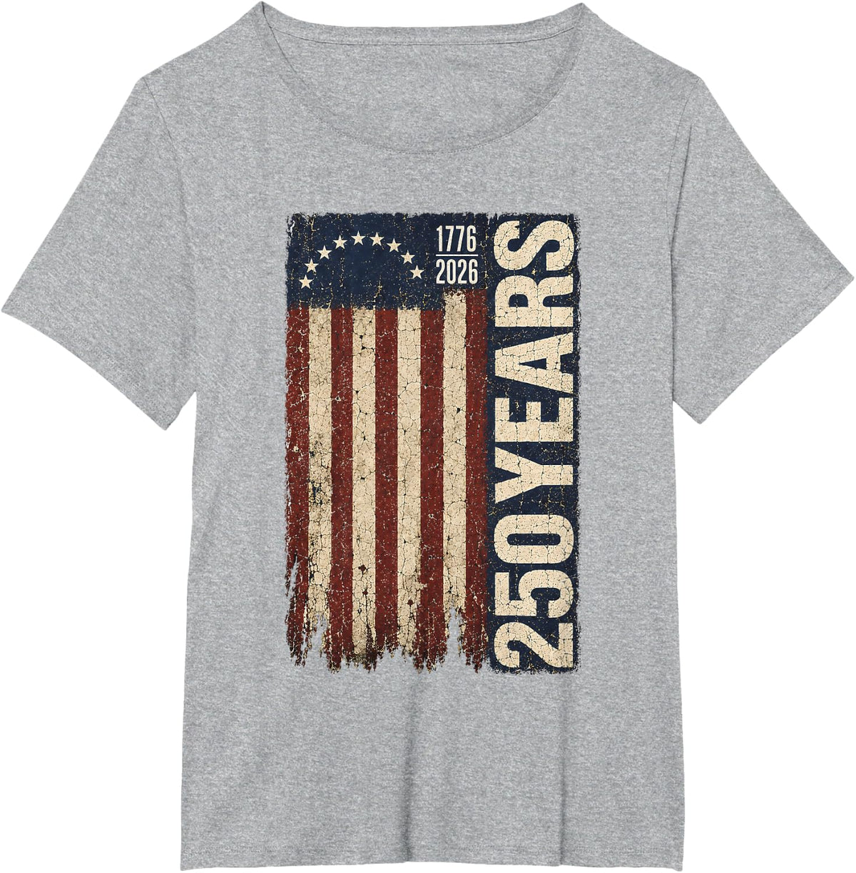 250 Years Anniversary American USA Flag 1776-2026 T-Shirt - Heather Grey