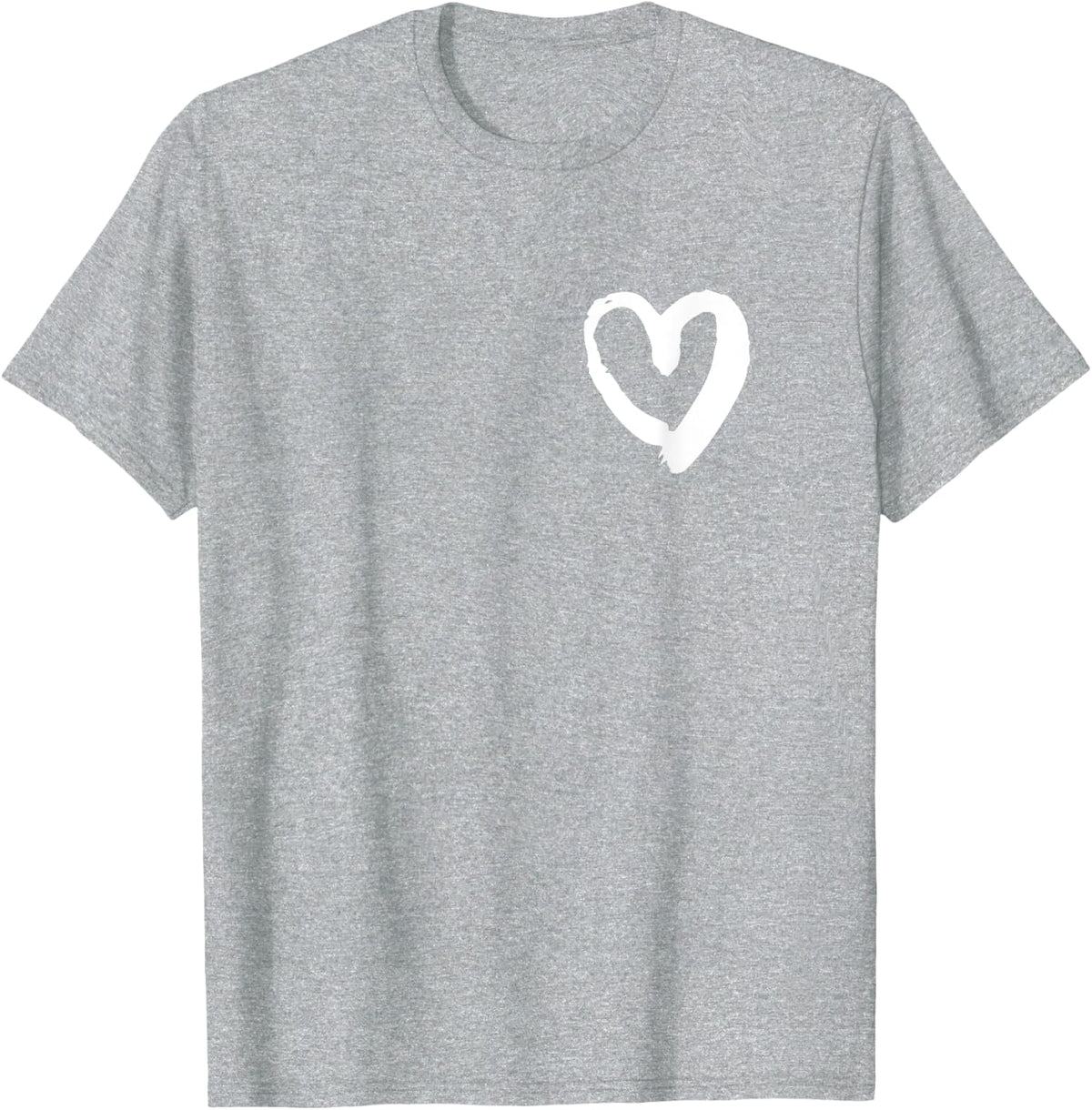 White Tiny Brush Heart Pocket Valentine's Day Love T-Shirt - Heather Grey