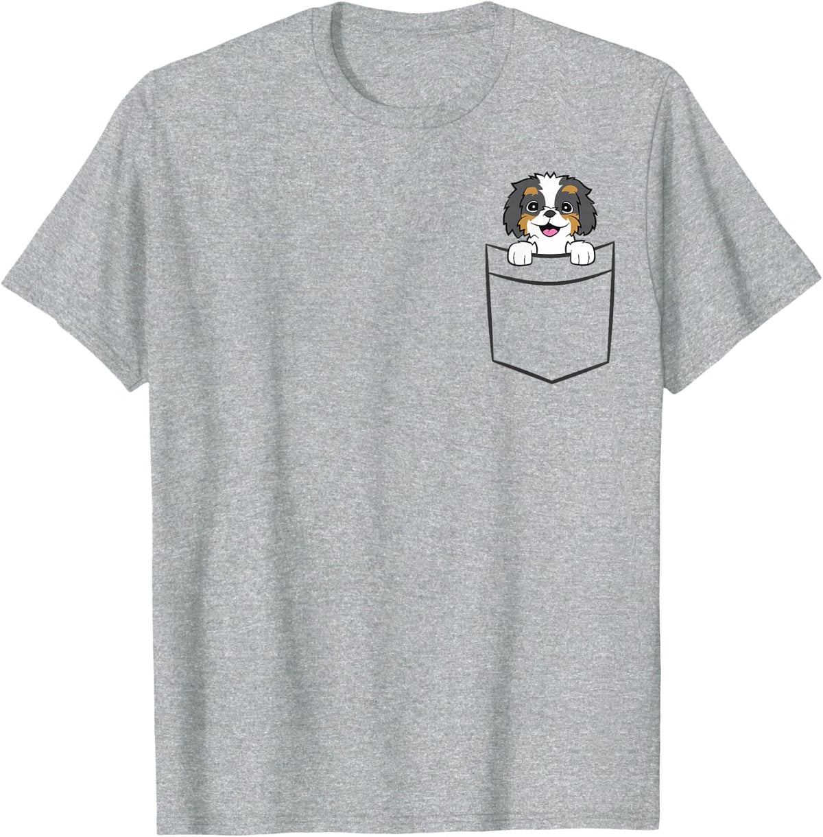 Bernedoodle Dog In A Pocket Cute Pocket Bernedoodle T-Shirt - Heather Grey