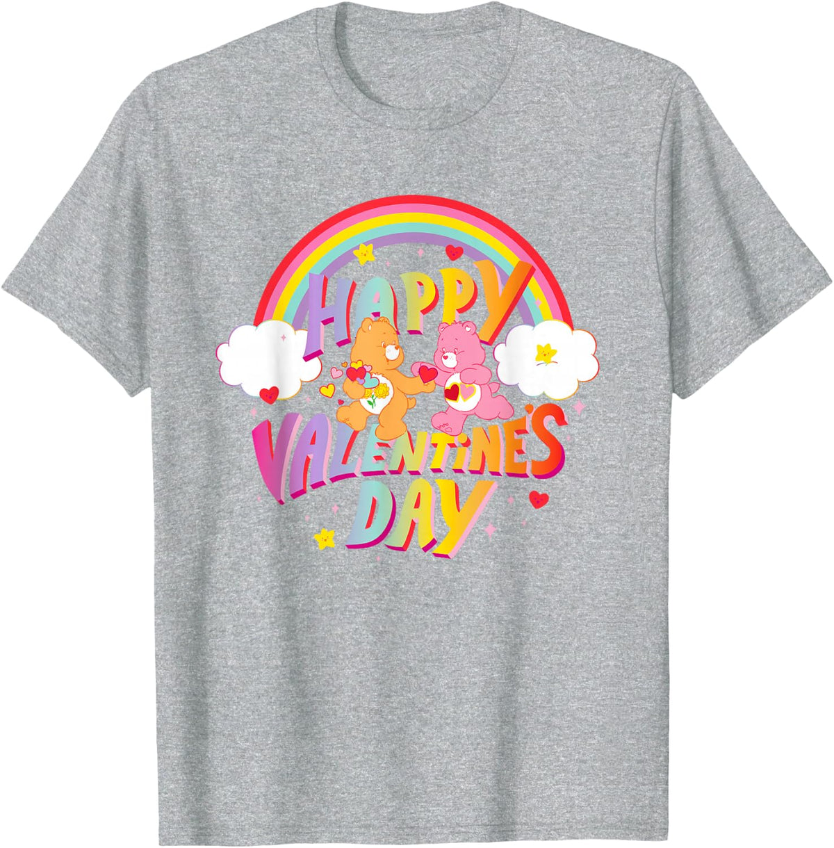 Care Bears Happy Valentine's Day Love-A-Lot Bear T-Shirt - Heather Grey
