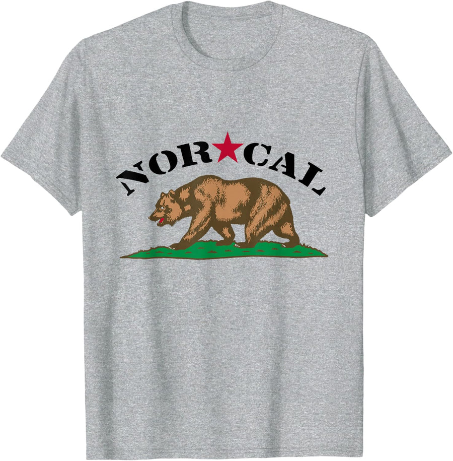 Northern California Bear - Hella NorCal, Republic California T-Shirt - Heather Grey