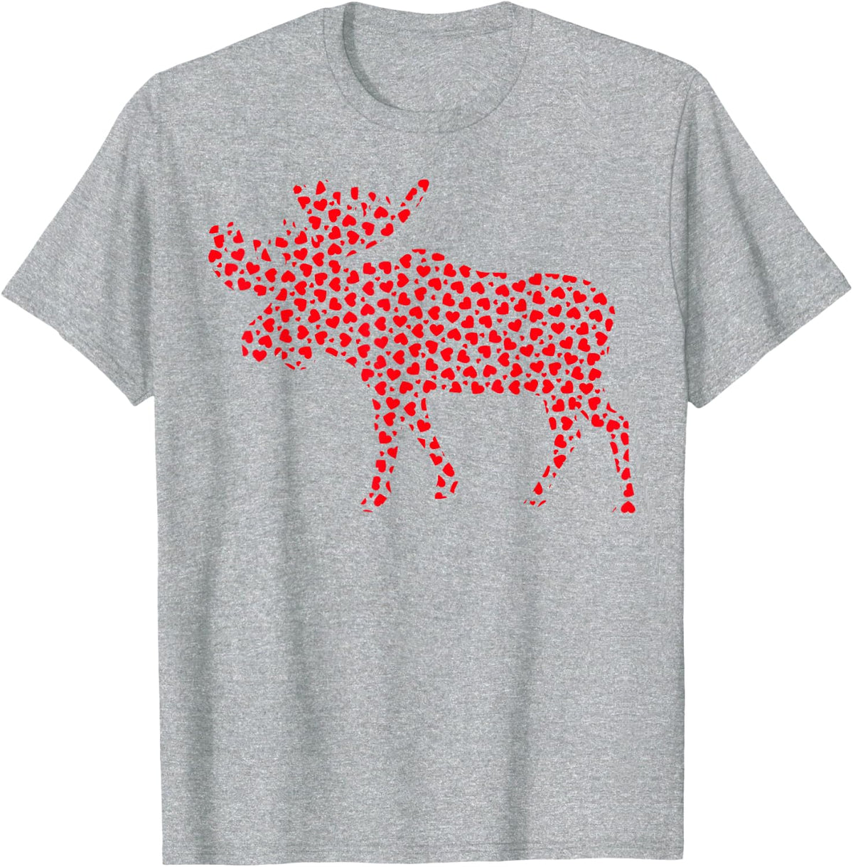 Moose Lover Funny Hearts Love Moose Valentine's Day T-Shirt - Heather Grey