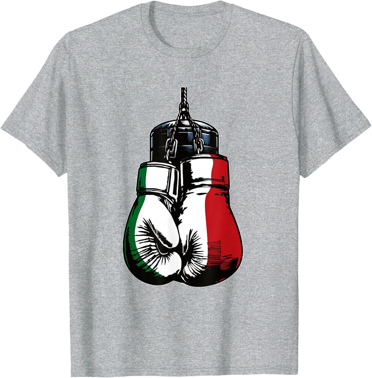 Proud Heritage Italy Flag Boxing Gloves T-Shirt - Heather Grey