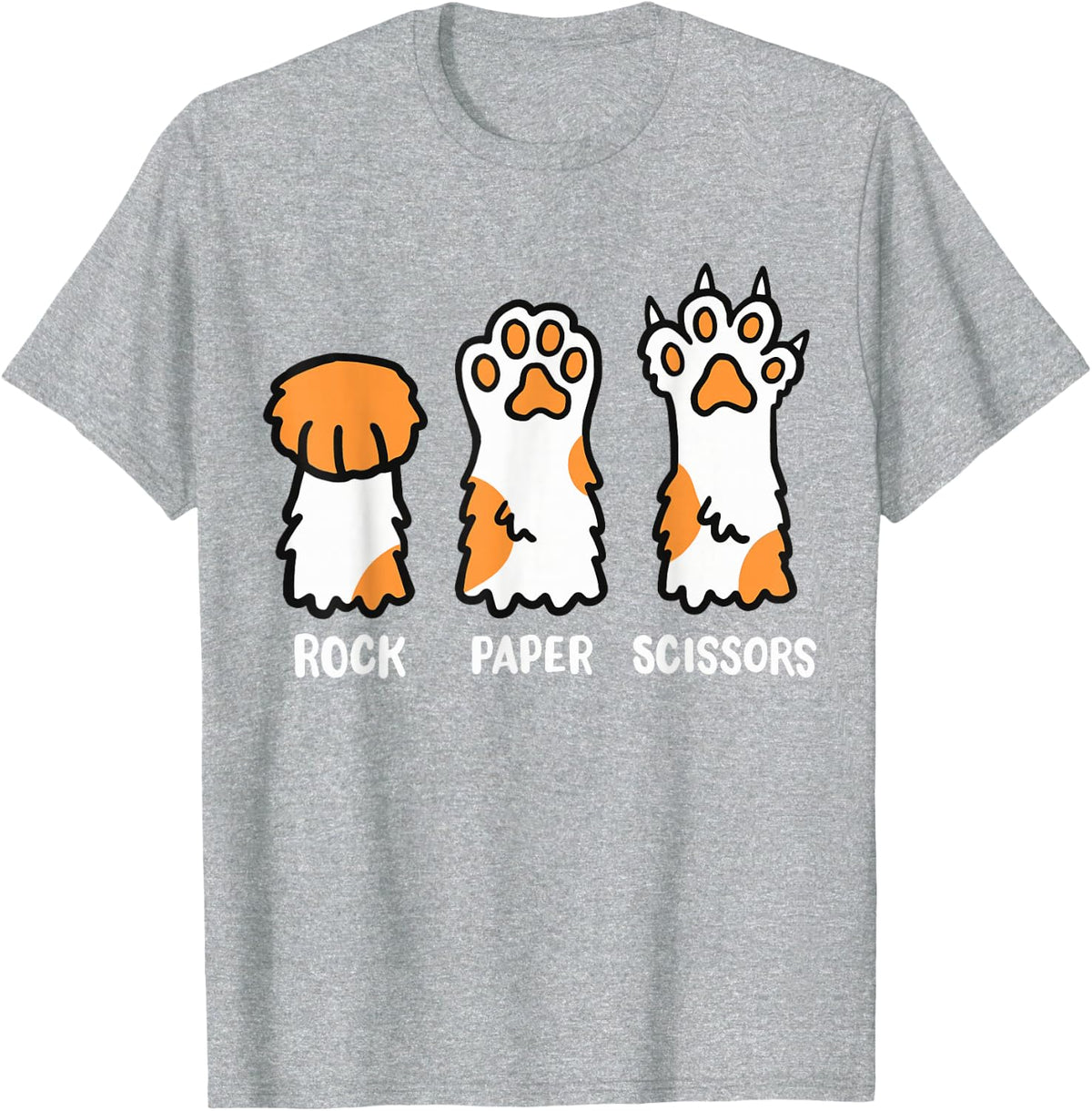 Cat Cats Cat Lover Cat Owner Rock Paper Scissors Funny T-Shirt - Heather Grey