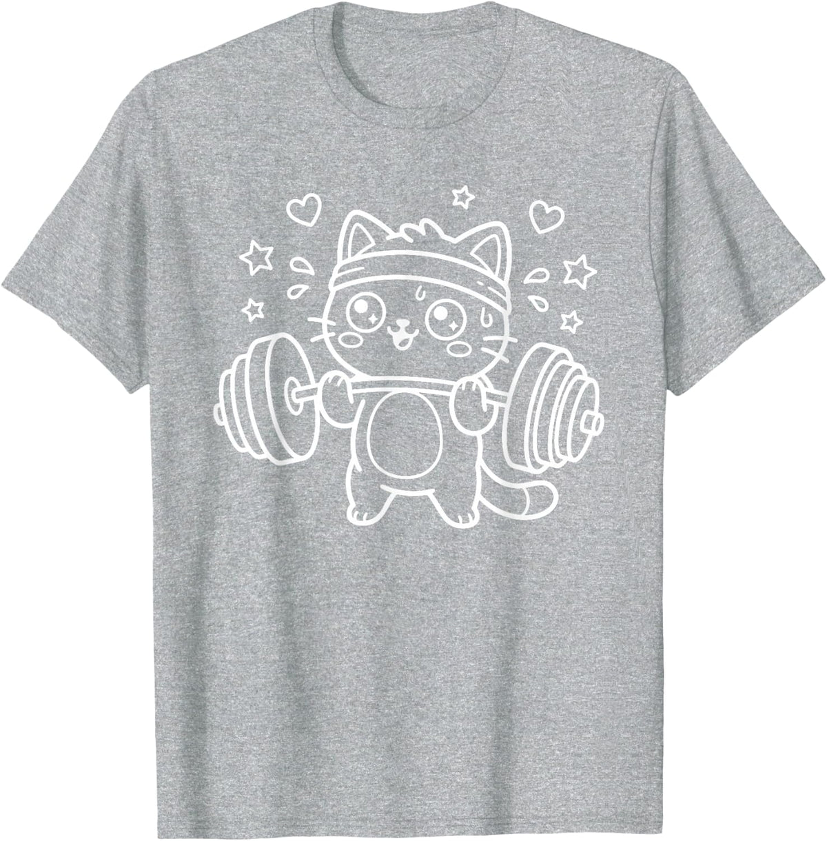 Weightlifting Kawaii Cat Fitness Cute T-Shirt - Heather Grey