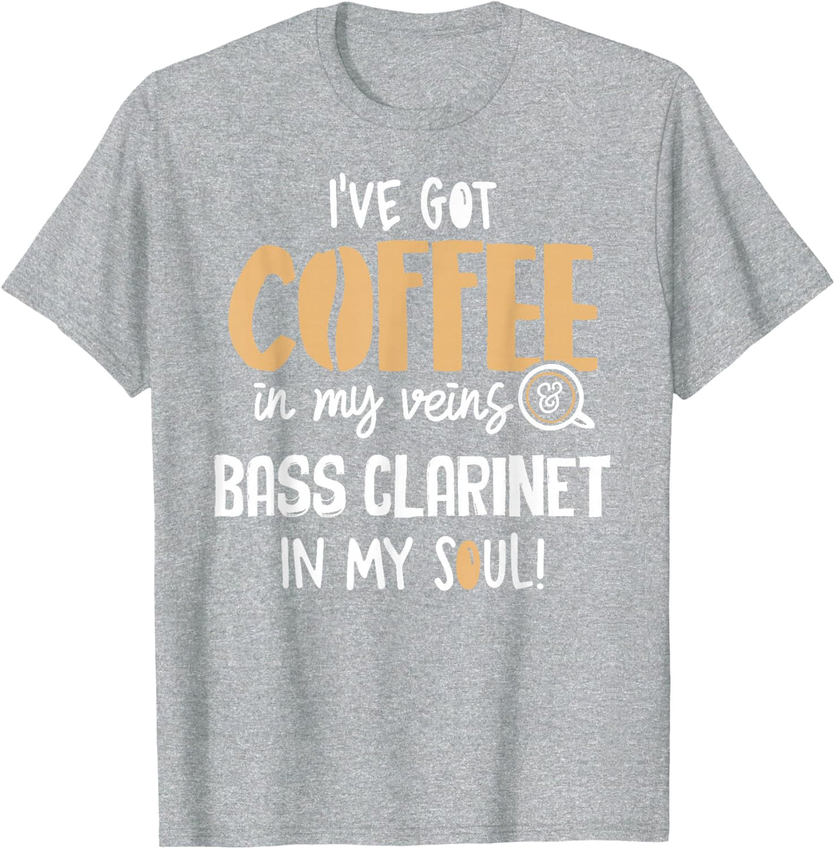 Bass Clarinet Shirt for Coffee Lovers Gift - In My Veins & S T-Shirt - Heather Grey