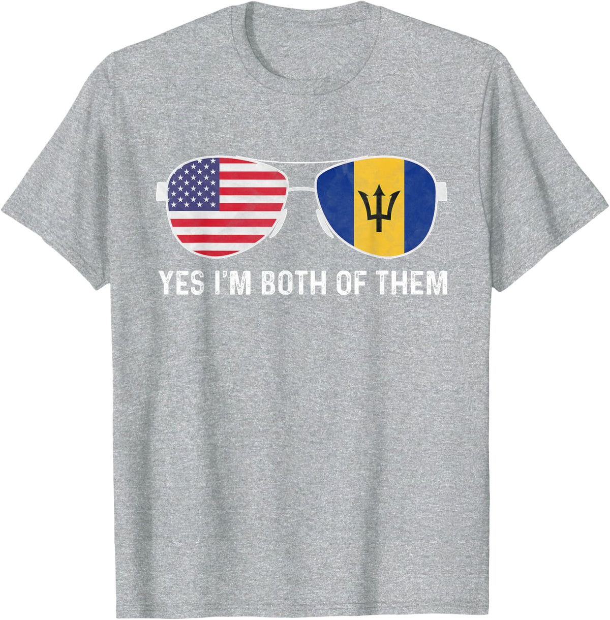 Sunglass Design Bajan American Flag Patriotic Heritage T-Shirt - Heather Grey