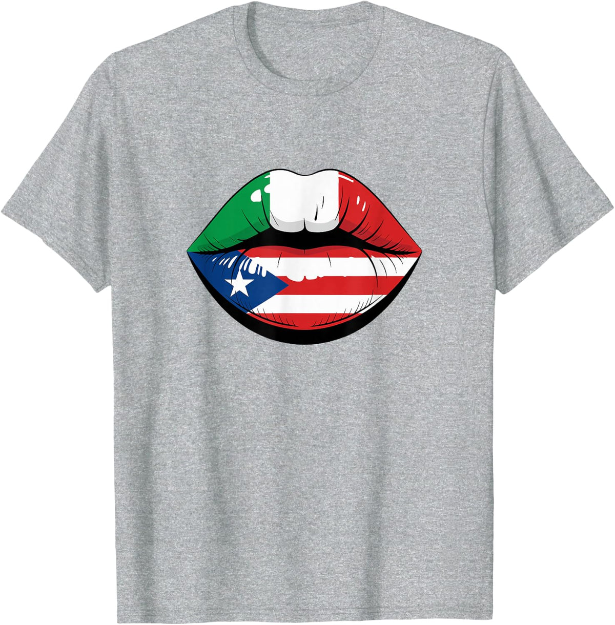 Lips Half Italian Puerto Rican Roots Puerto Rico Italy T-Shirt - Heather Grey