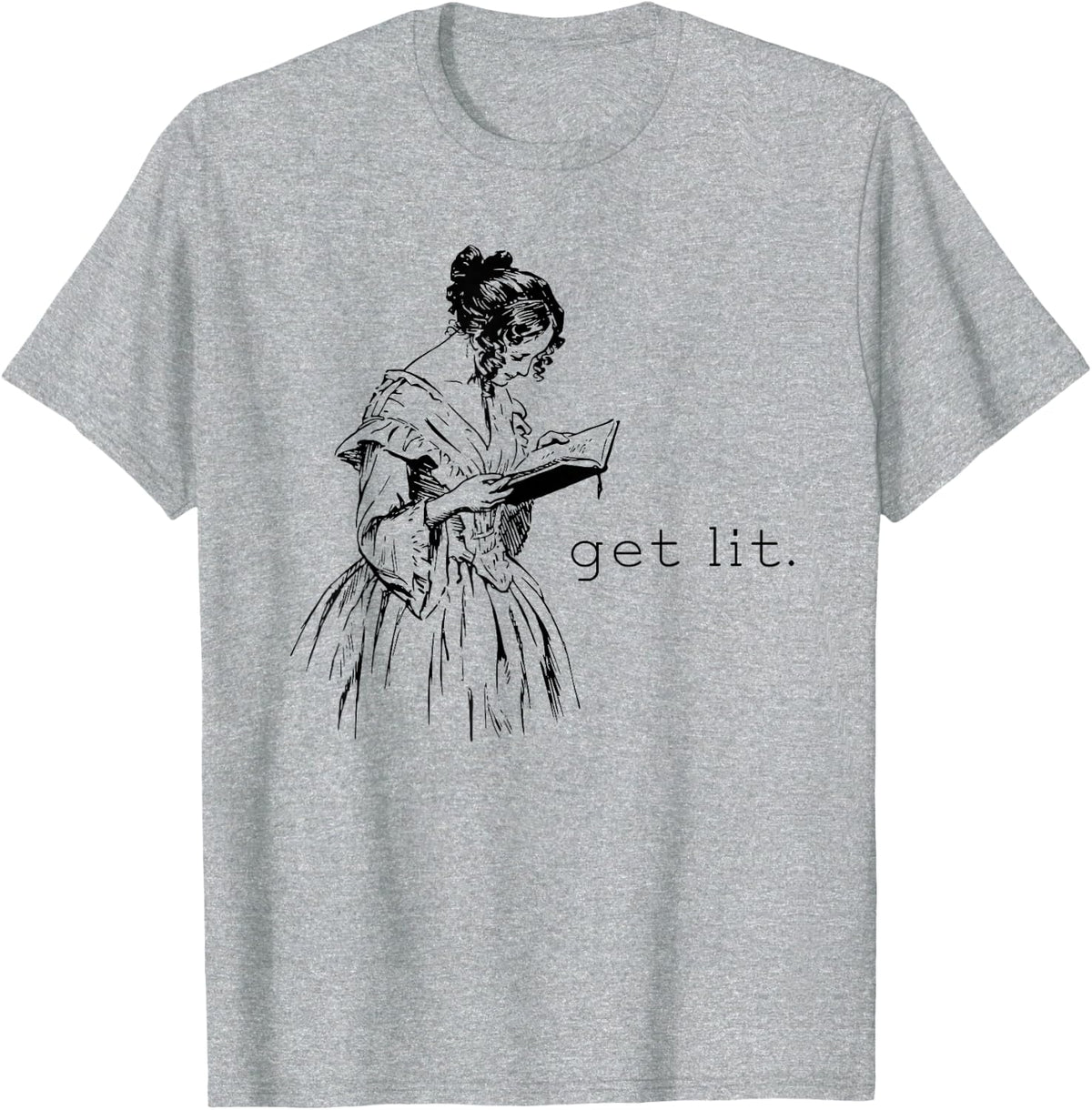Get Lit T-Shirt for Book Lovers T-Shirt - Heather Grey
