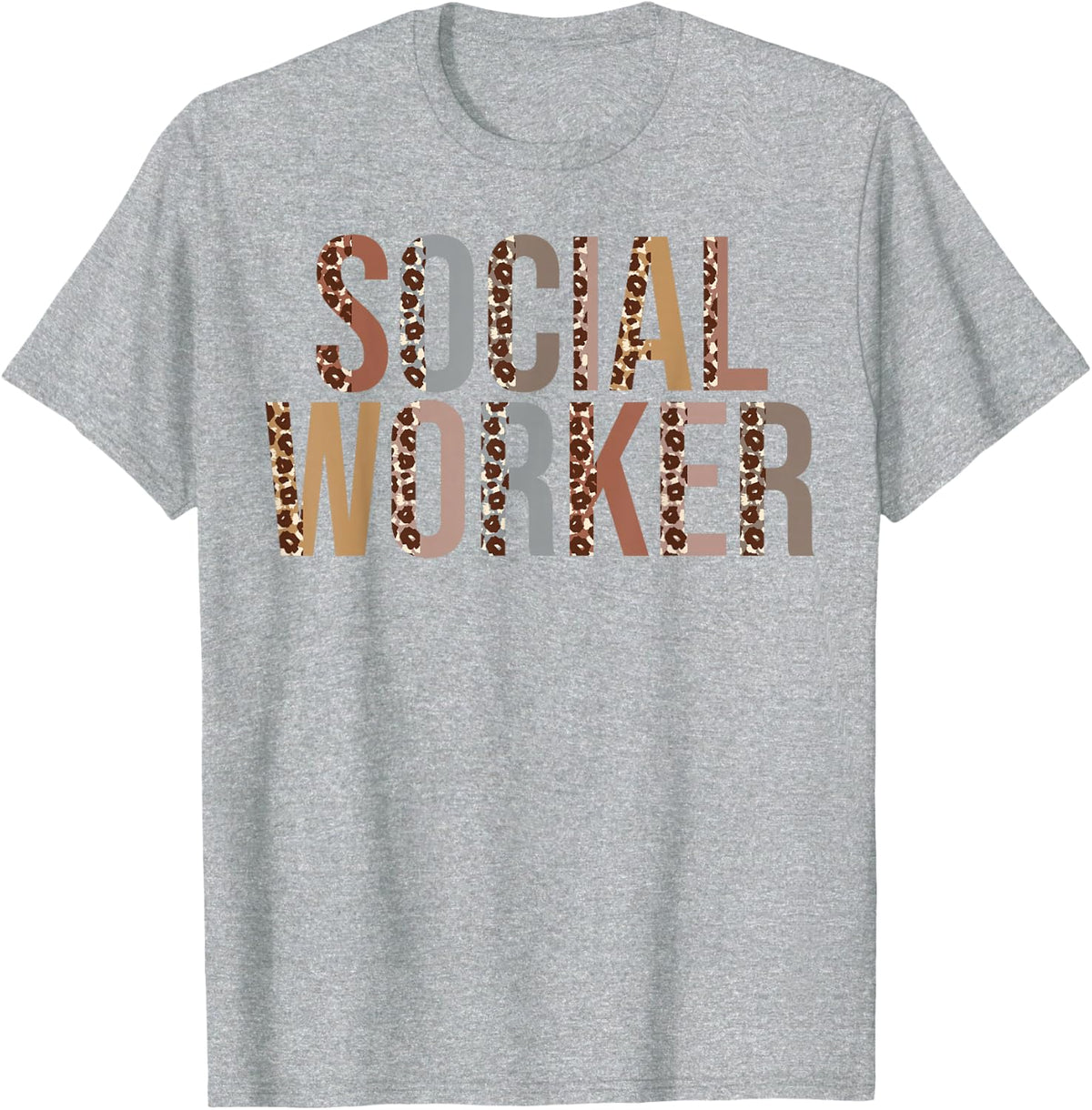 Leopard Social Worker Supplies Funny Back to School Teacher T-Shirt Tee - Heather Grey