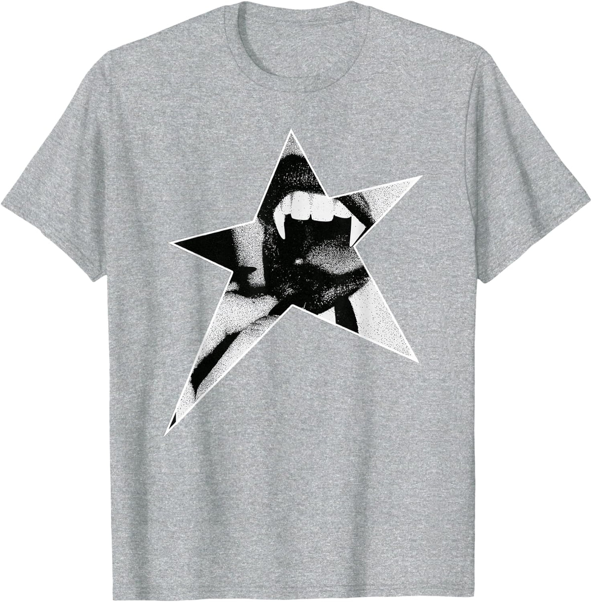 Y2K Skull Star Grunge Punk Alt Rock Edgy Goth Emo Aesthetic T-Shirt - Heather Grey