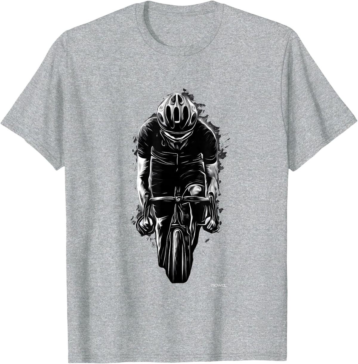 DESIGN by nowa. CYCLING RACER T-Shirt, Men's Black Short Sleeve Modern Cycling T-Shirt - Heather Grey
