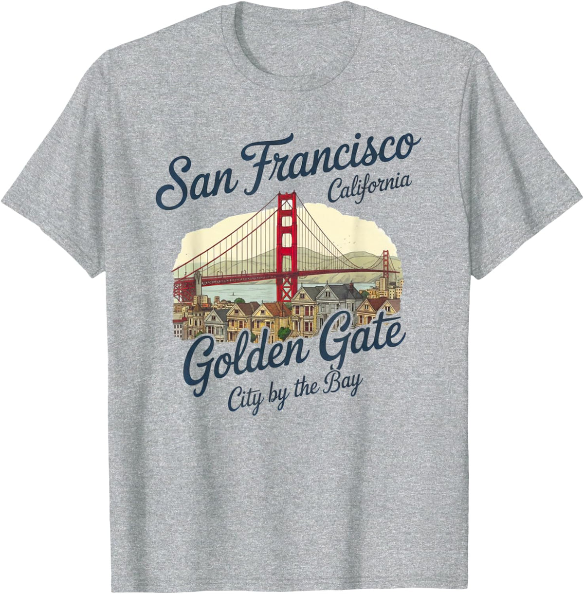 San Francisco Golden-Gate Bridge City by the Bay Souvenir T-Shirt - Heather Grey