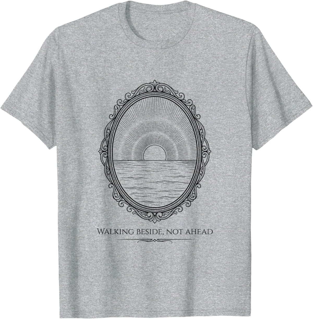 Walking Beside Not Ahead Hospice Nurse Design T-Shirt - Heather Grey