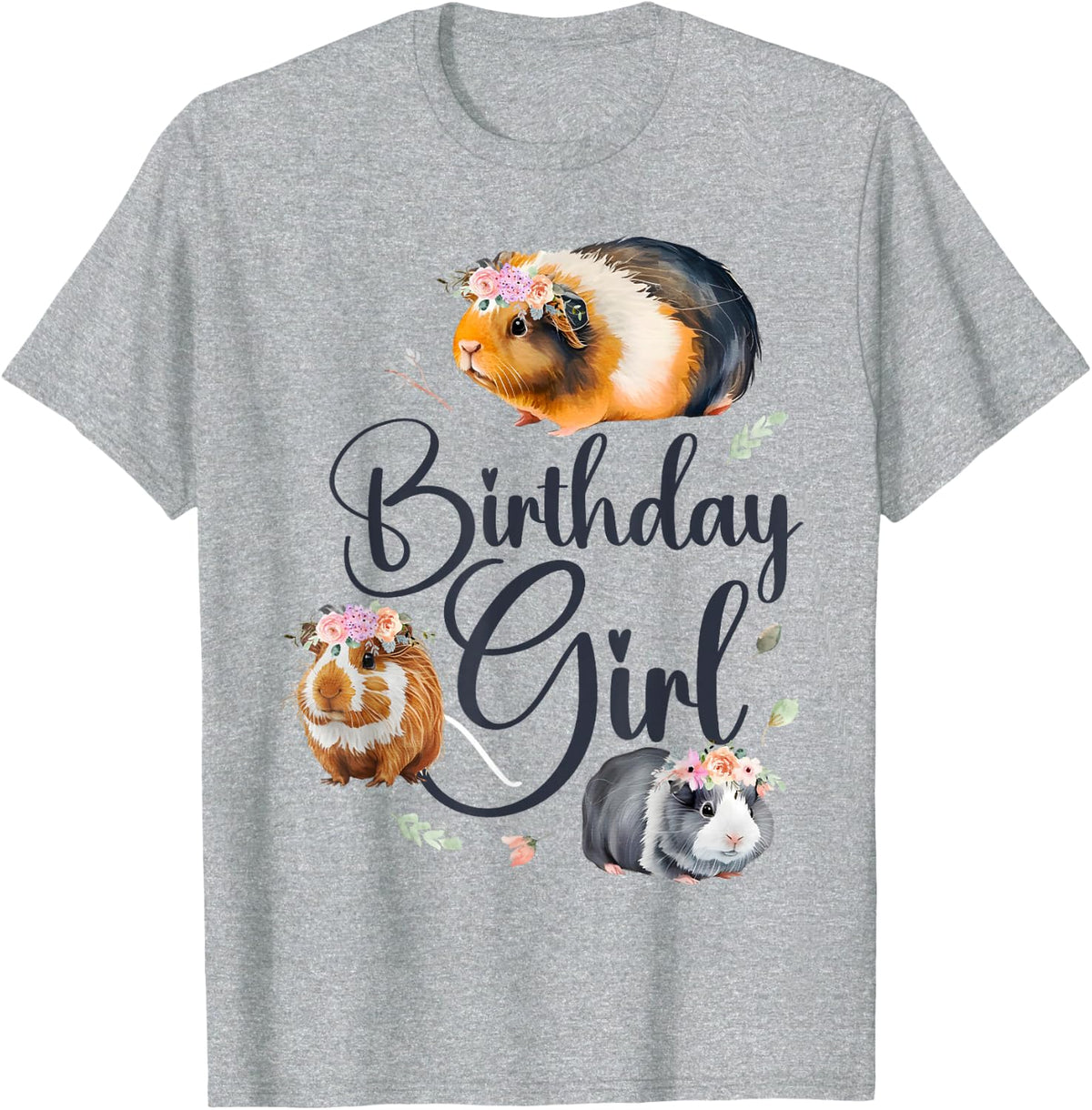 Guinea Pig Birthday Girl T-Shirt - Heather Grey