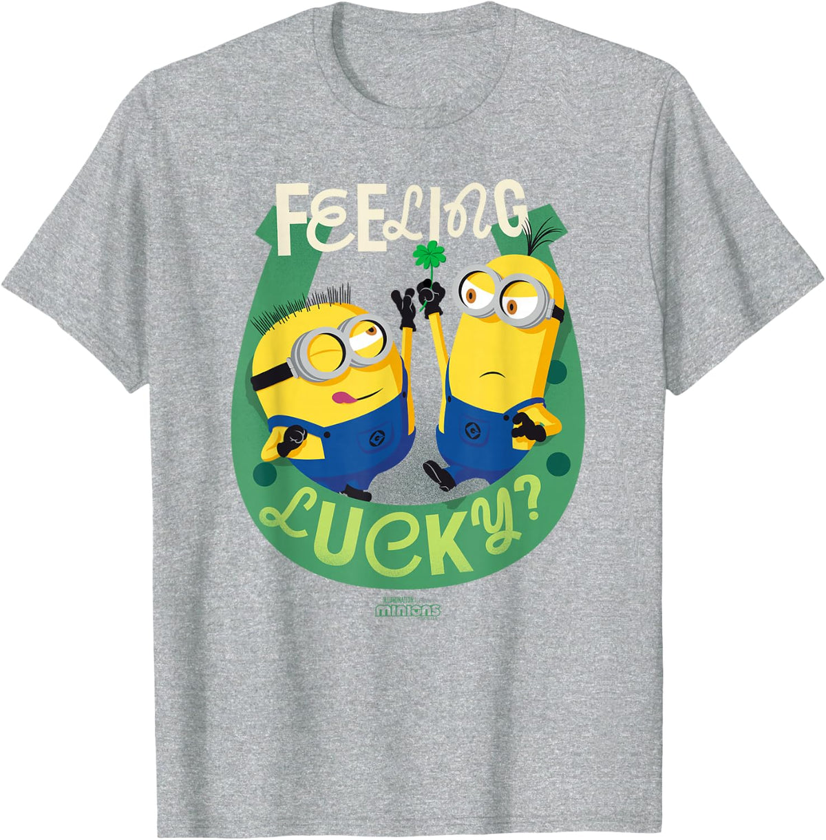 Minions Feeling Lucky T-Shirt - Heather Grey