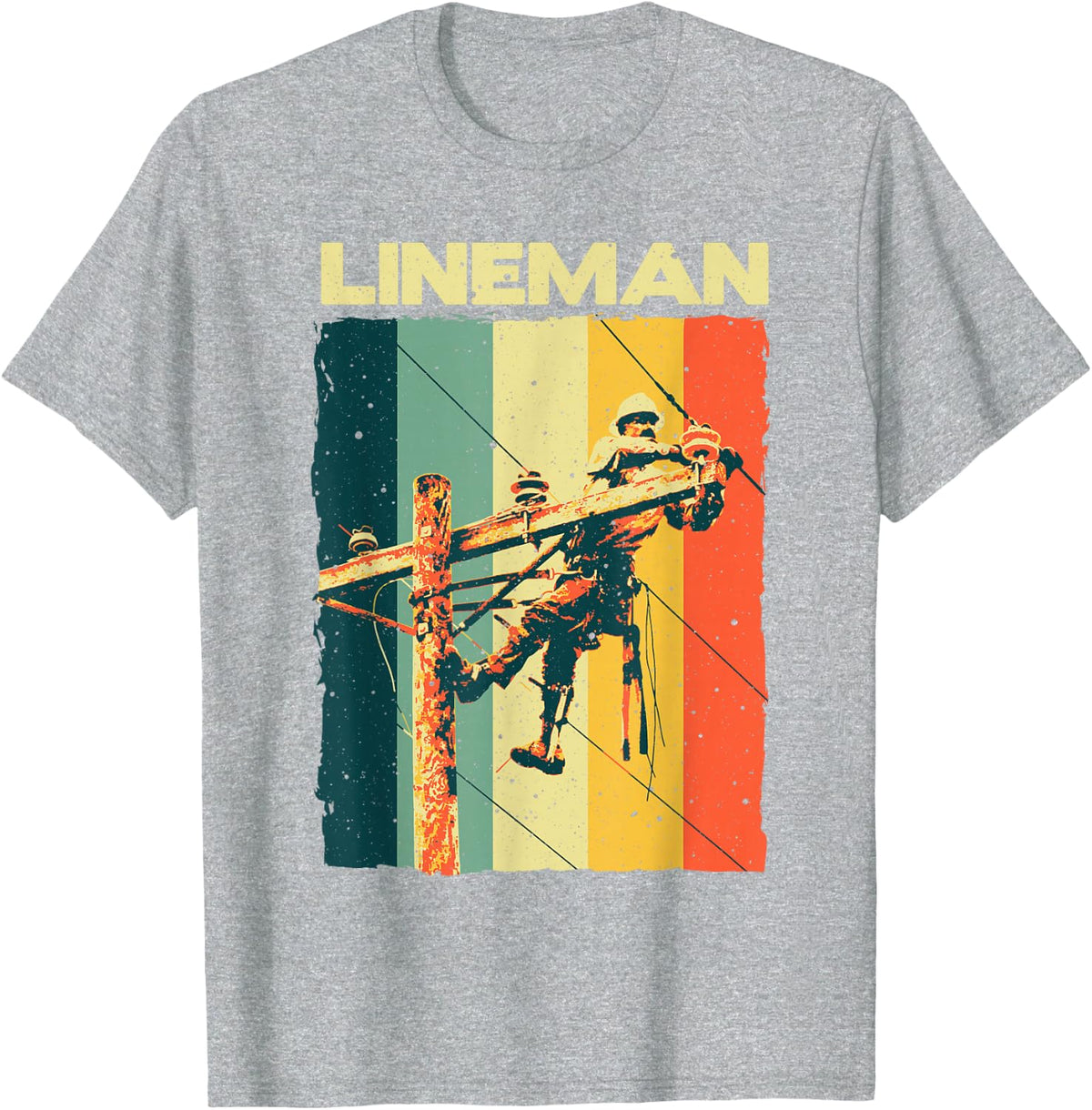Funny Vintage Lineman Designs Men Women Electronics Lovers T-Shirt - Heather Grey