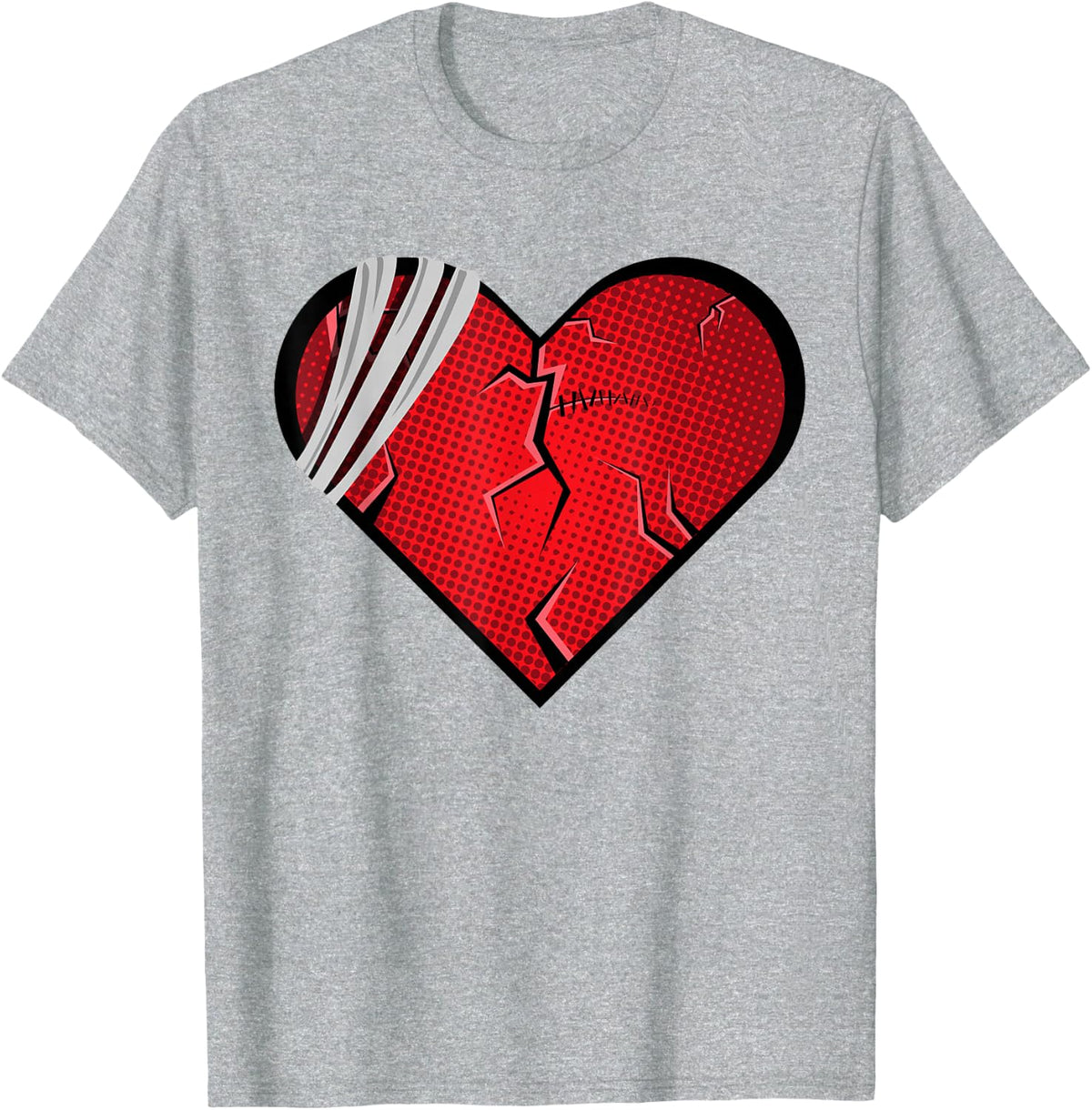 Broken Heart Love Sad Heartbreak Up Valentine's Day T-Shirt - Heather Grey