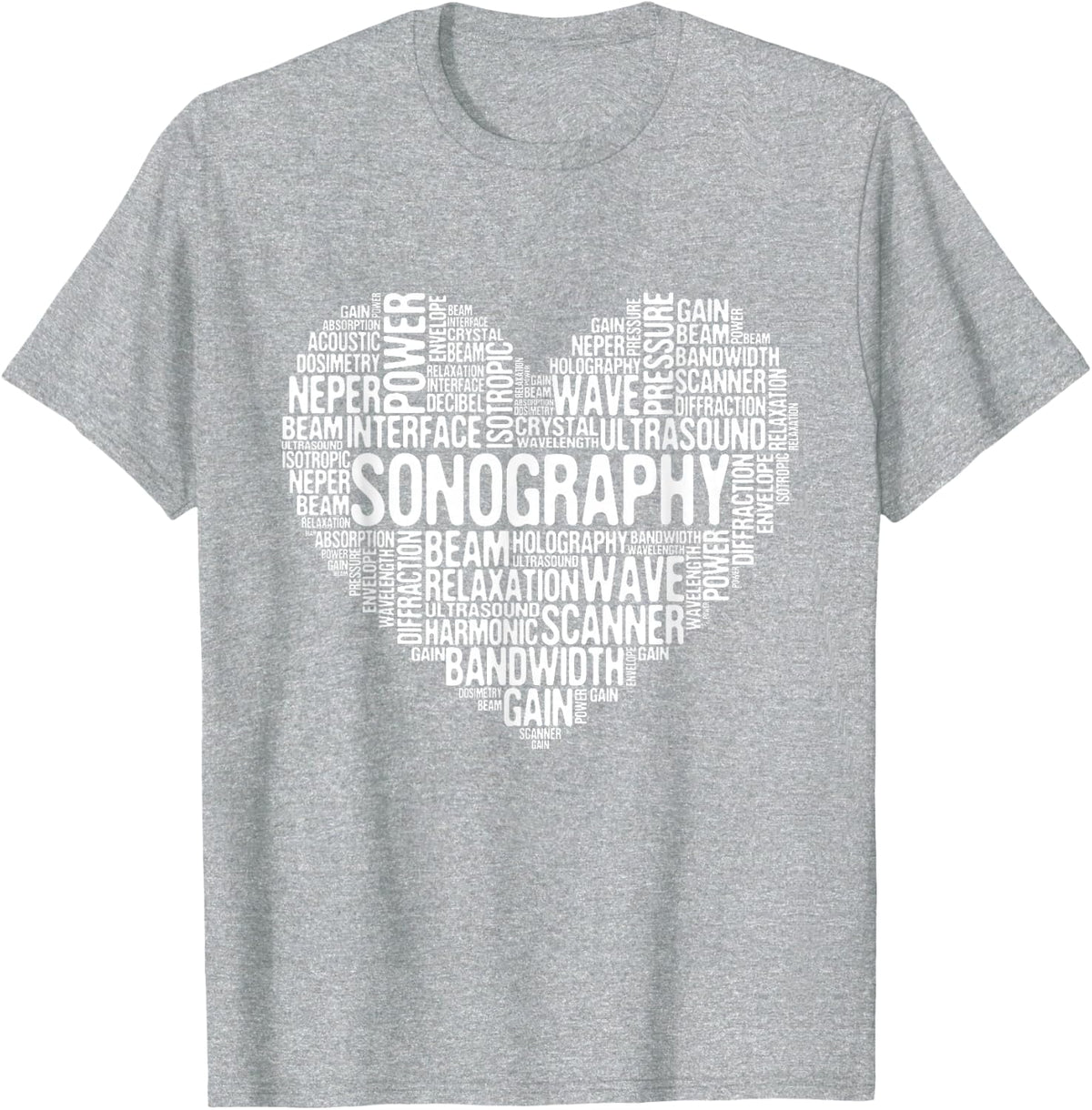 Sonography - Word Cloud Medical Sonographer Ultrasound Tech T-Shirt - Heather Grey