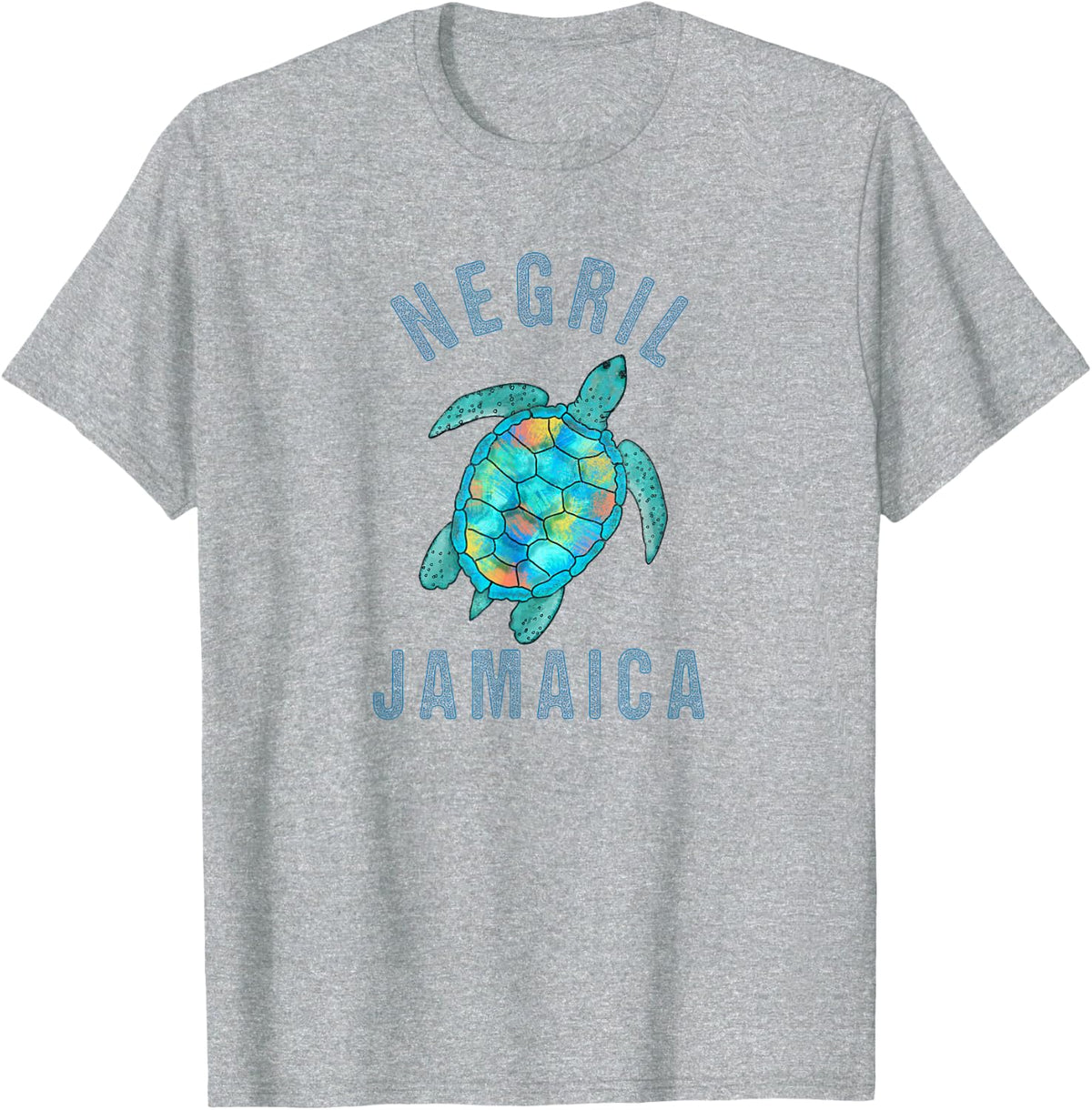 Negril, Jamaica Beach Design / Sea Turtle Illustration Gift T-Shirt - Heather Grey