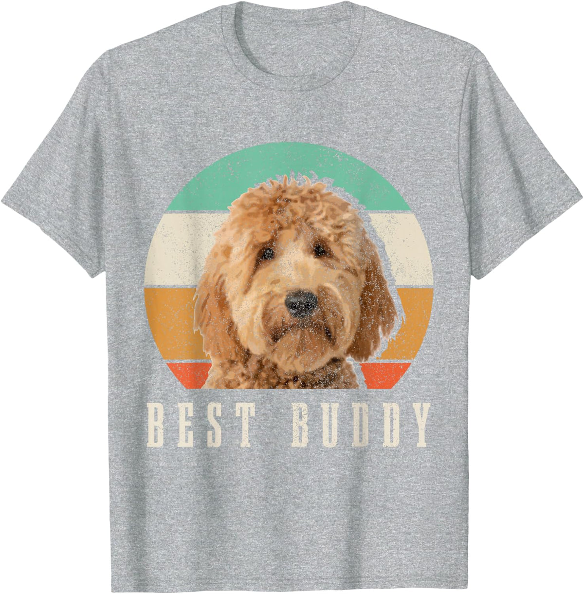 Goldendoodle Dad Doodle Mom Best Buddy Retro Vintage Dog T-Shirt - Heather Grey