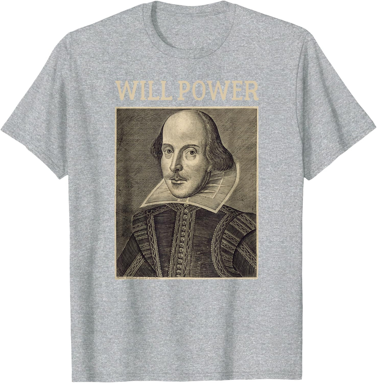 Shakespeare Will Power Literature Vintage Shakespeare Poster T-Shirt - Heather Grey