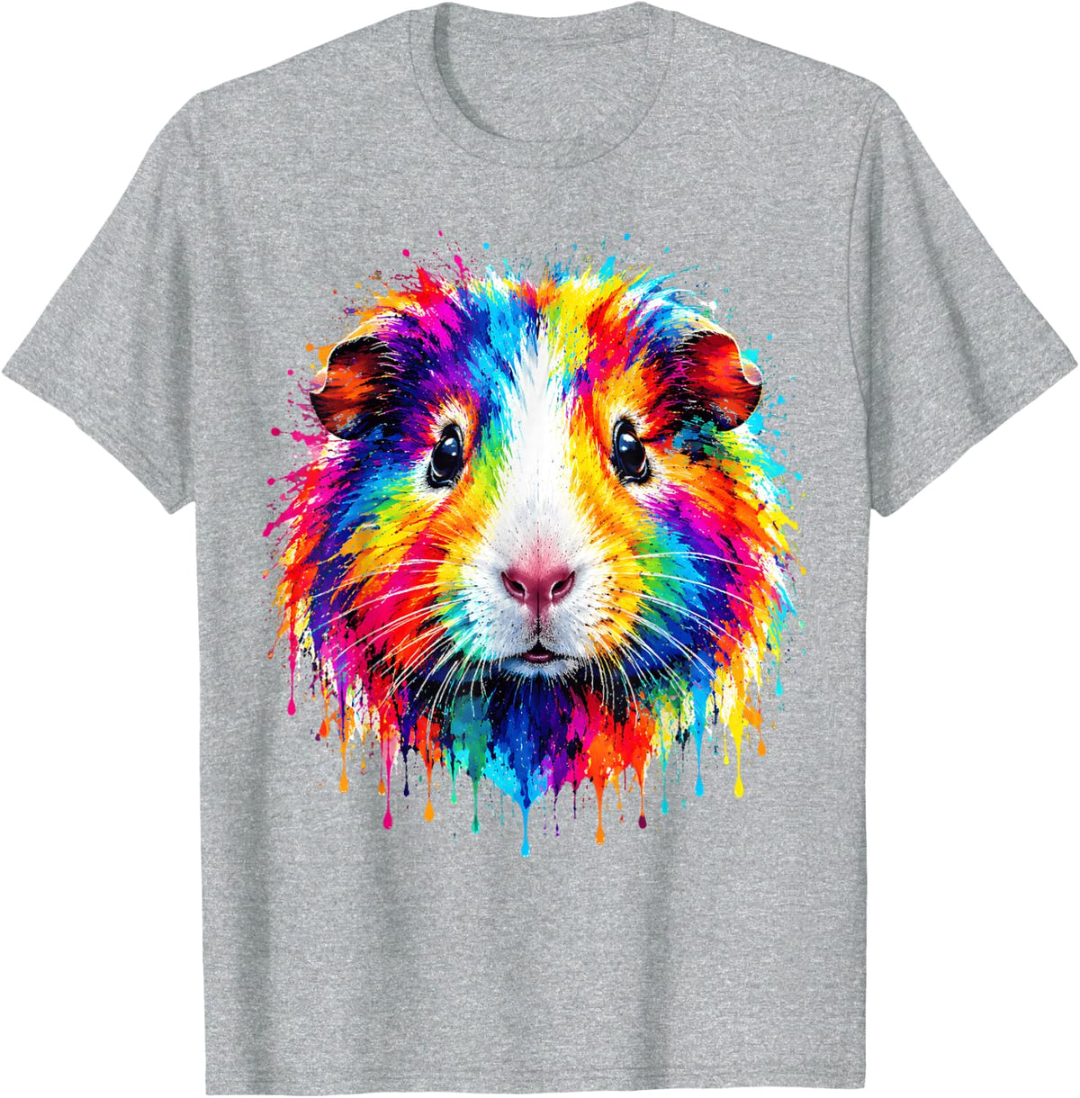 Guinea Pig Splash Art T-Shirt - Heather Grey