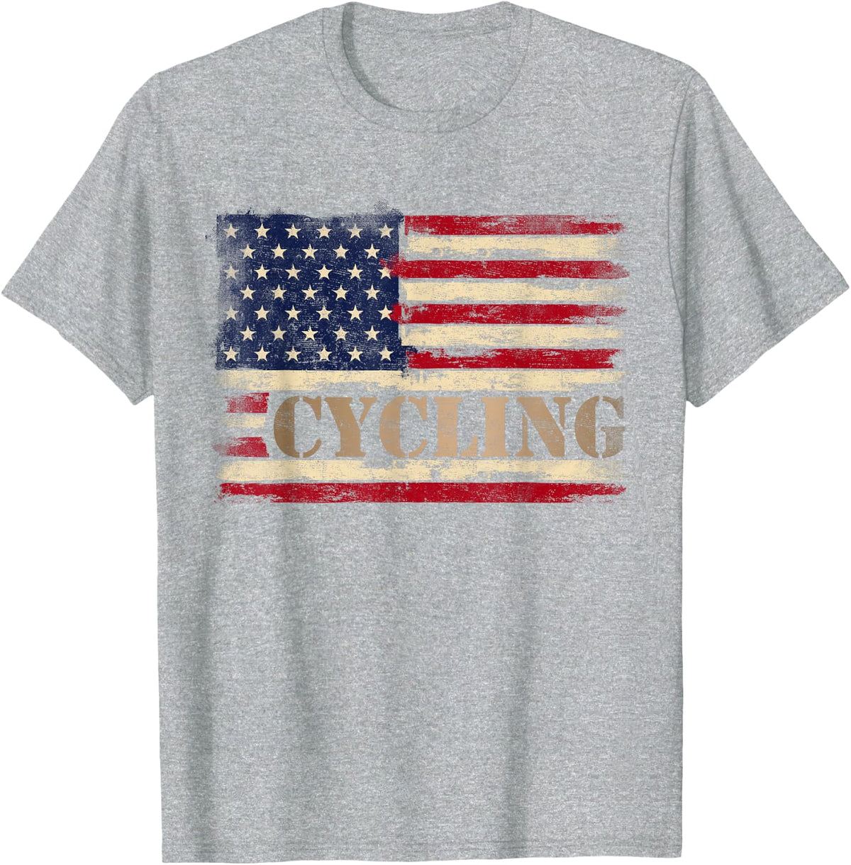 Retro Cycling Bold Text USA Flag Bicycle Bike T-Shirt - Heather Grey