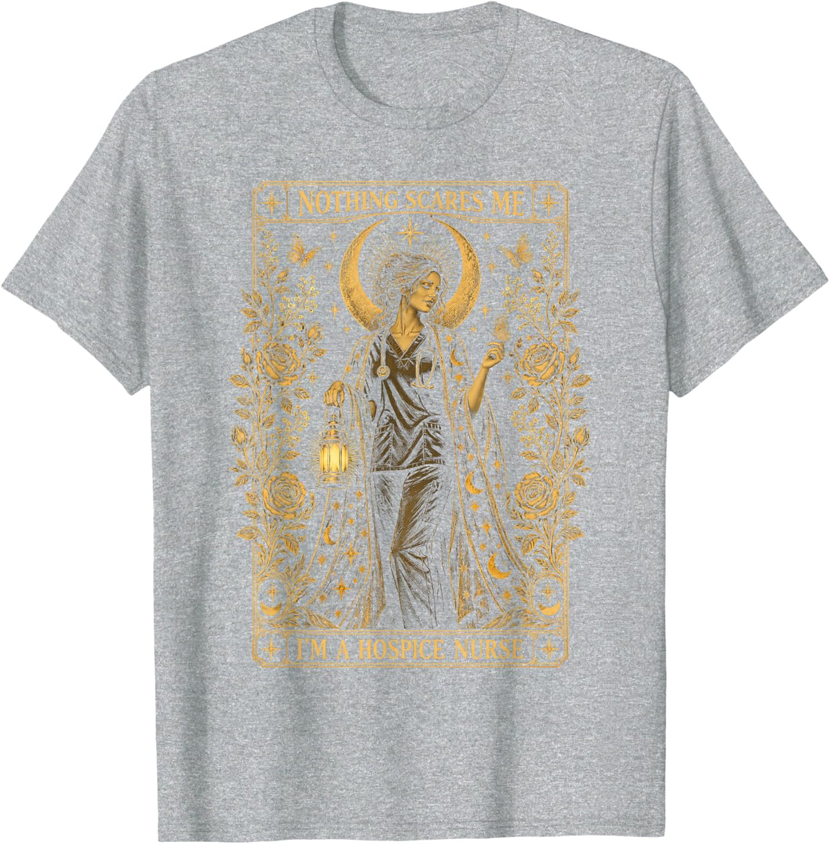 Nothing Scares Me I'm A Hospice Nurse Tarot T-Shirt - Heather Grey