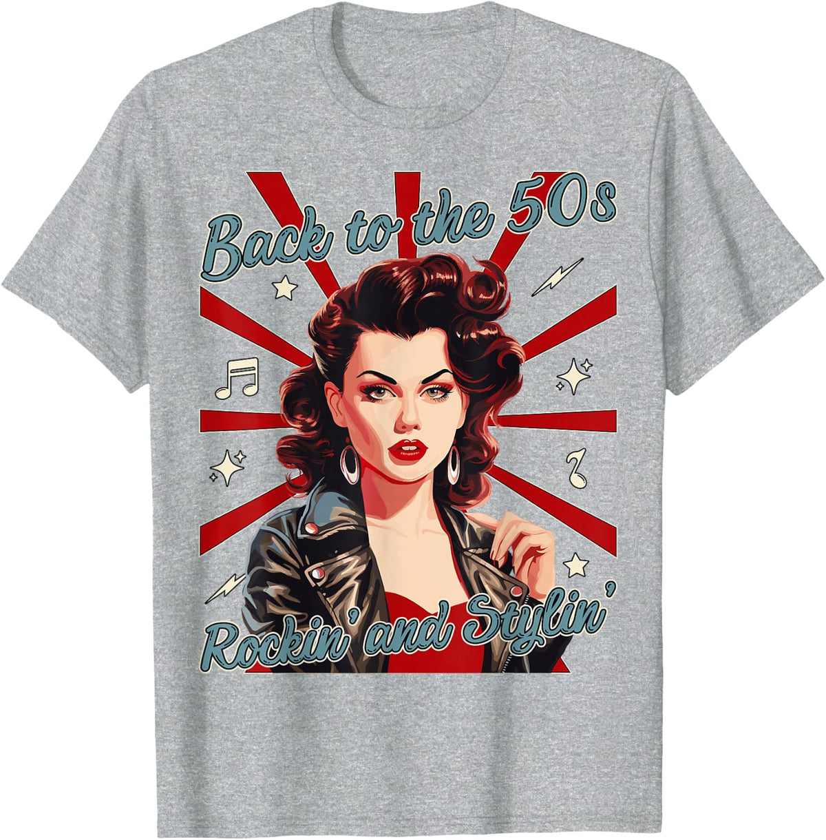 50s Rockabilly Woman 1950s Sock Hop Swing Greaser Rocker T-Shirt - Heather Grey