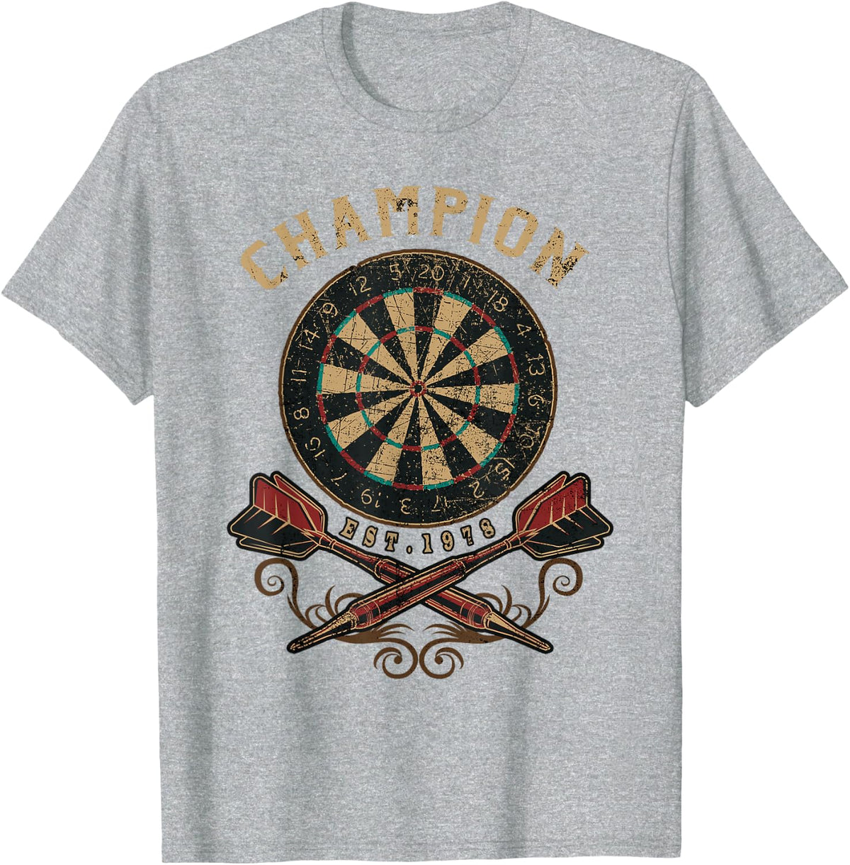Champion Dartboard - Favorite piece for Fans & Pros Dart T-Shirt - Heather Grey