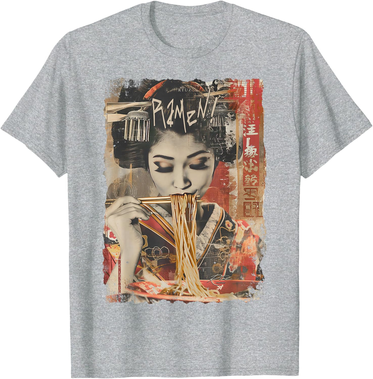 Ramen Noodles Kawaii Japan Fashion Y2K Otaku Manga Anime T-Shirt - Heather Grey